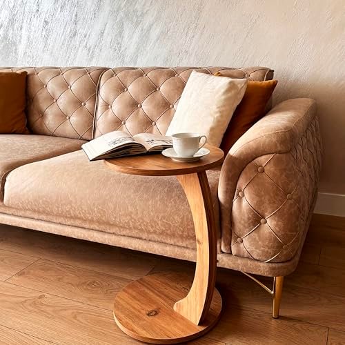 C-Shaped-Round-End-Table-with-Rolling-Wheels-A-Movable-Space-Saving-Side-Table-Perfect-for-Sofas-Living-Rooms-Bedside-Areas-and-Optimizing-Small-Living-Spaces-Brown-0-2