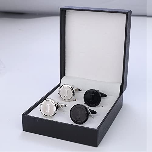 ORAZIO-Cufflinks-For-Men-Engraved-Initials-Cufflinks-Silver-Black-Set-Stainless-Steel-Tuxedo-Shirt-Cuff-Links-Letter-Alphabet-A-Z-Gift-With-Box-For-WeddingDadGroomGroommenHusband-0-0