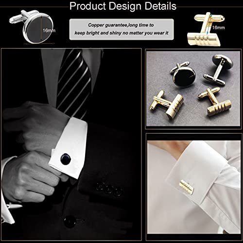 SONNYX-12-Pairs-Cufflinks-for-Men-Classic-Tone-Cuff-Links-Silver-Black-Striped-Disc-Square-Rectangle-Cuff-Links-Shirt-Suit-Mens-Cufflinks-For-Wedding-Groom-Business-0-1