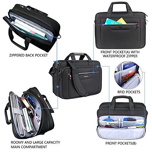 VANKEAN-Laptop-Briefcase-Premium-Laptop-Case-Fits-Up-to-173-Inch-Business-Shoulder-Bag-Laptop-Expandable-Water-Repellent-Messenger-Bag-for-MenWomen-Computer-Bag-for-TravelBusinessBlack-0-3