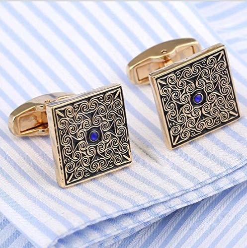 Vintage-Celtic-Cufflinks-Luxury-Blue-Cubic-stone-Gold-tone-Cuff-links-YW19-0-1